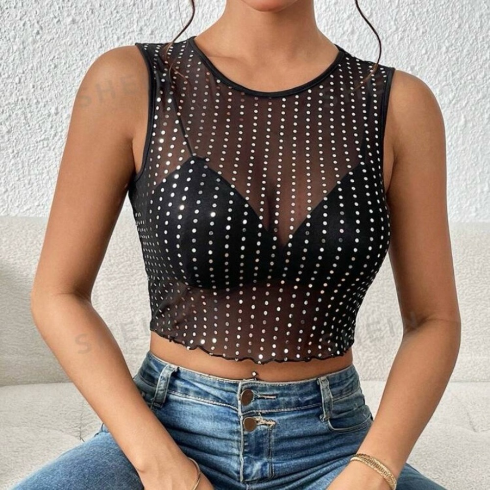 Women's Mesh Sequin Tank Top- Size M  New